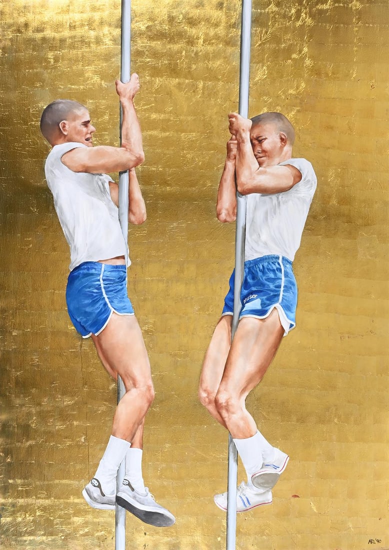 ATTILA RICHARD LUKACS (CANADIAN B. 1962), GEMINI: ATTILA RICHARD LUKACS (CANADIAN B. 1962)GEMINI, 1990Oil and gold leaf on canvasSigned with initials and dated '90 (lower right)262 x 185cm (103 x 72¾in.)Provenance:Diane Farris Gallery, Vancouver