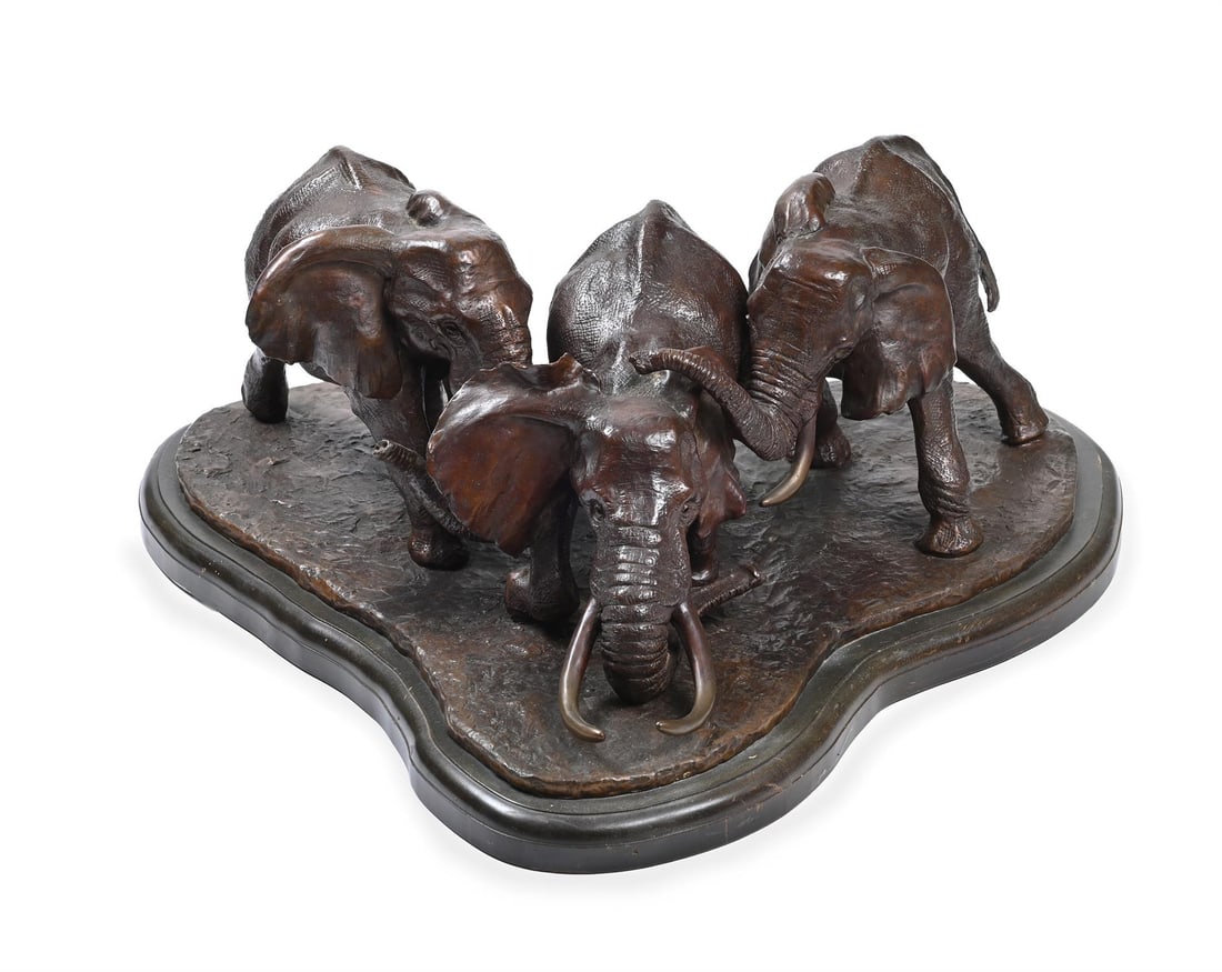 λ TERRY OWEN MATHEWS (BRITISH 1931-2008), A GROUP OF THREE ELEPHANTS (1 of 5)