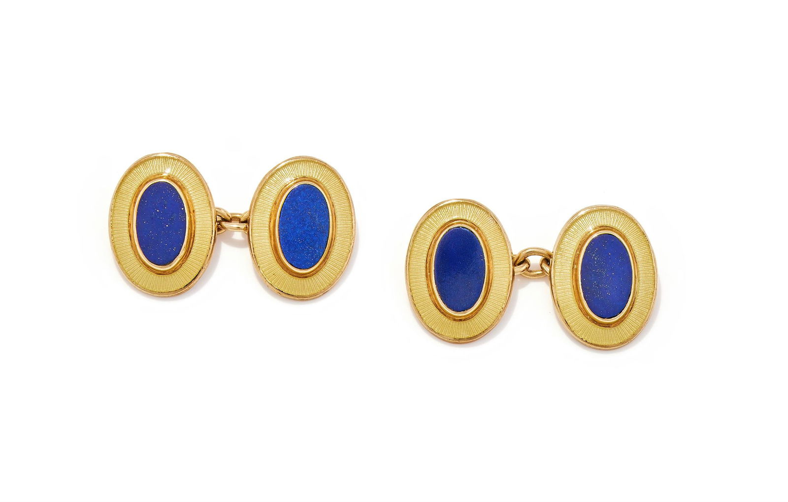 DEAKIN & FRANCIS, A PAIR OF LAPIS LAZULI AND ENAMEL CUFFLINKS (1 of 3)