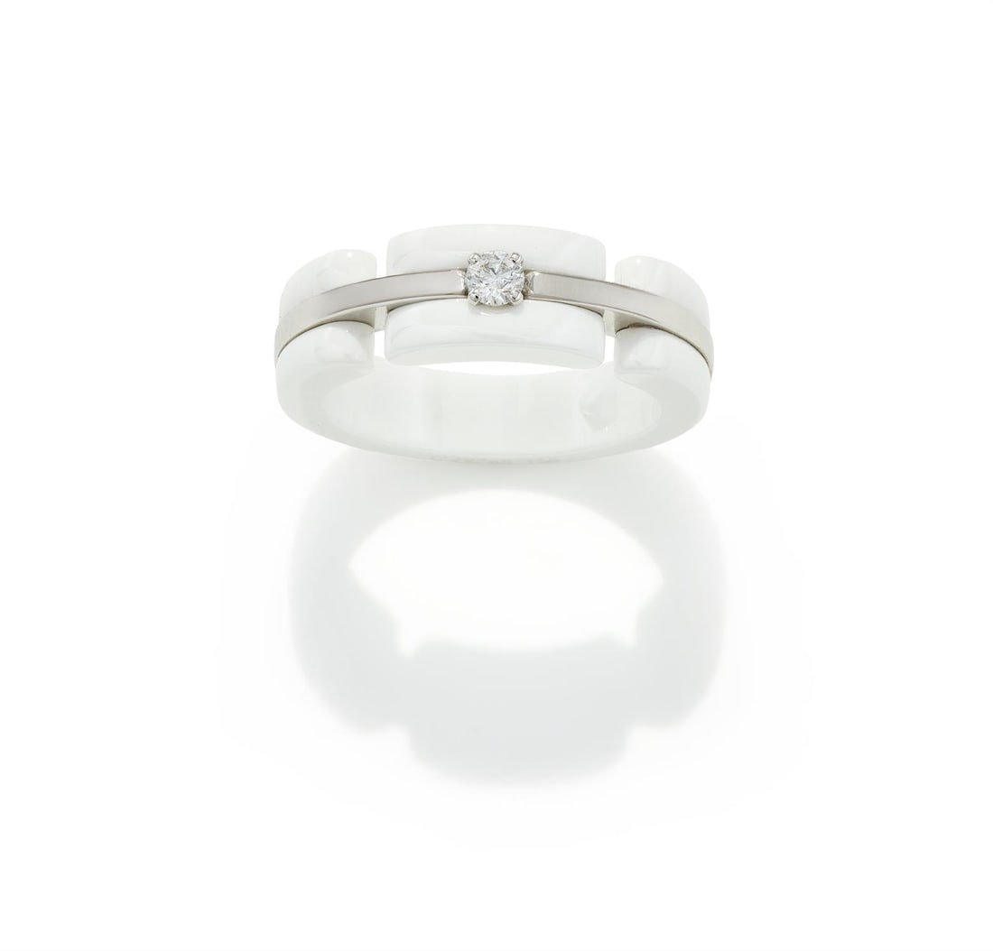CHANEL, A WHITE CERAMIC AND DIAMOND 'ULTRA' RING (1 of 4)