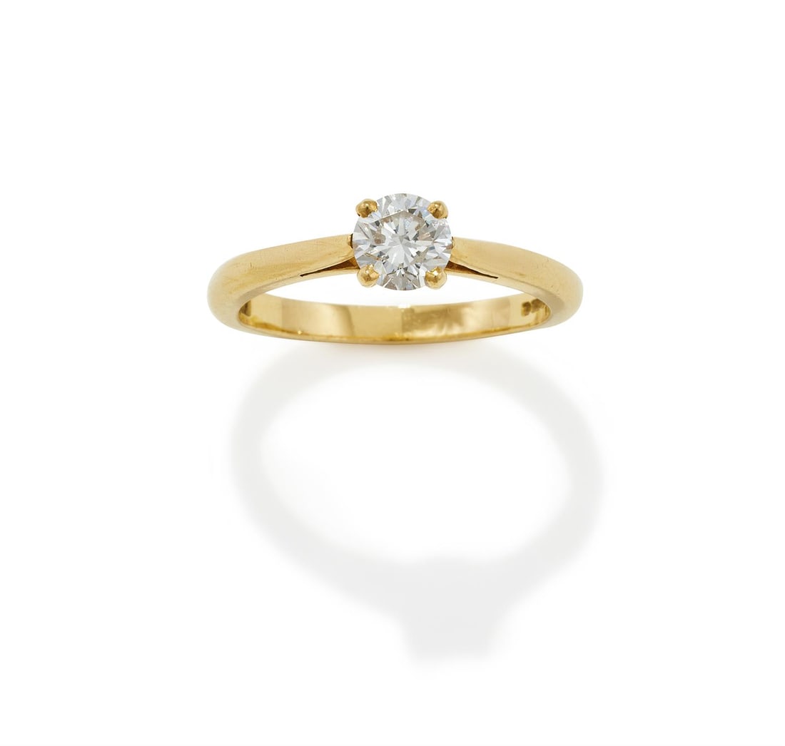 DAVID MORRIS, A DIAMOND SINGLE STONE RING: DAVID MORRIS, A DIAMOND SINGLE STONE RING LONDON 2002 The brilliant cut diamond within a four claw setting, mounted in 18ct gold, maker's mark DM, UK hallmark, with maker's case and outer card case Si