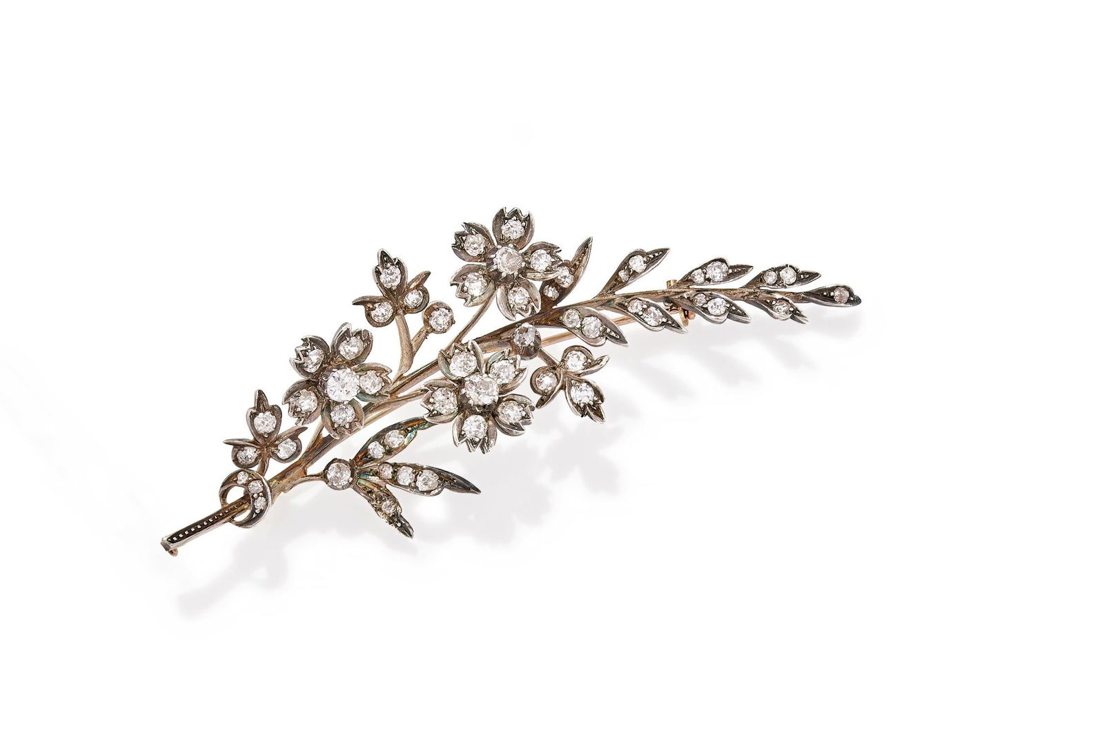 A LATE 19TH CENTURY DIAMOND FLOWER BROOCH (1 of 2)