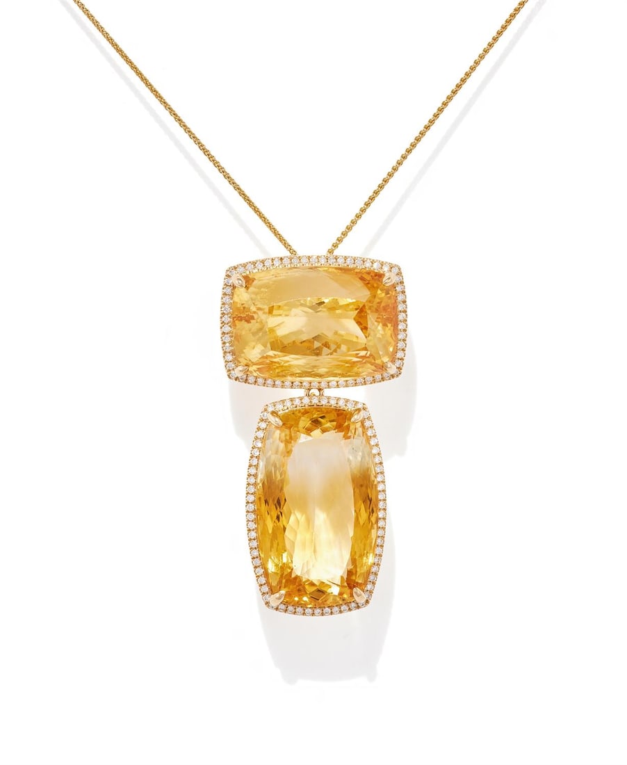 A CITRINE AND DIAMOND PENDANT (1 of 2)