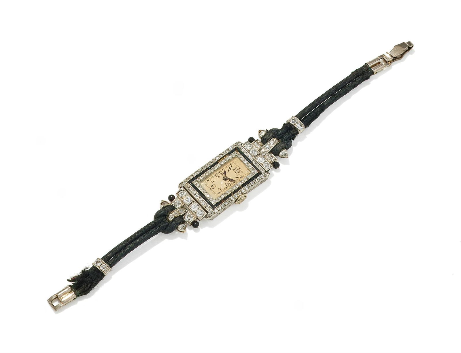 AN ART DECO DIAMOND AND ONYX COCKTAIL WATCH (1 of 2)