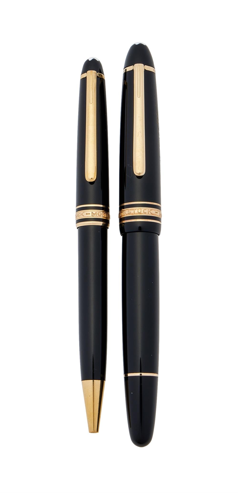 MONTBLANC, MEISTERSTÜCK, A BLACK ROLLERBALL AND BALLPOINT PEN (1 of 2)