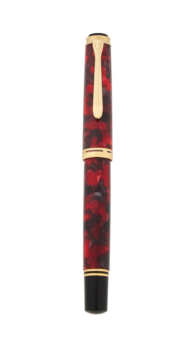 PELIKAN, M620 CITY SERIES, MADRID, A RED MARBLED SPECIAL EDITION FOUNTAIN PEN (1 of 3)