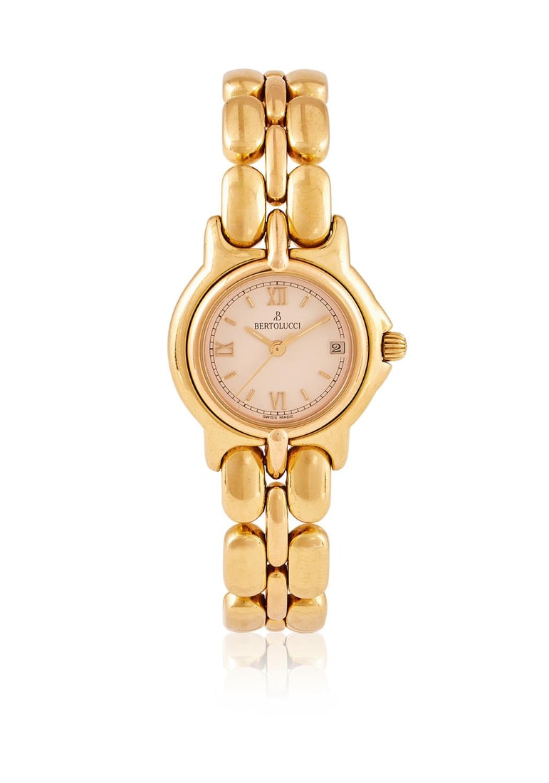 BERTOLUCCI, REF. 3760, A LADY'S 18 CARAT GOLD BRACELET WATCH WITH DATE (1 of 1)