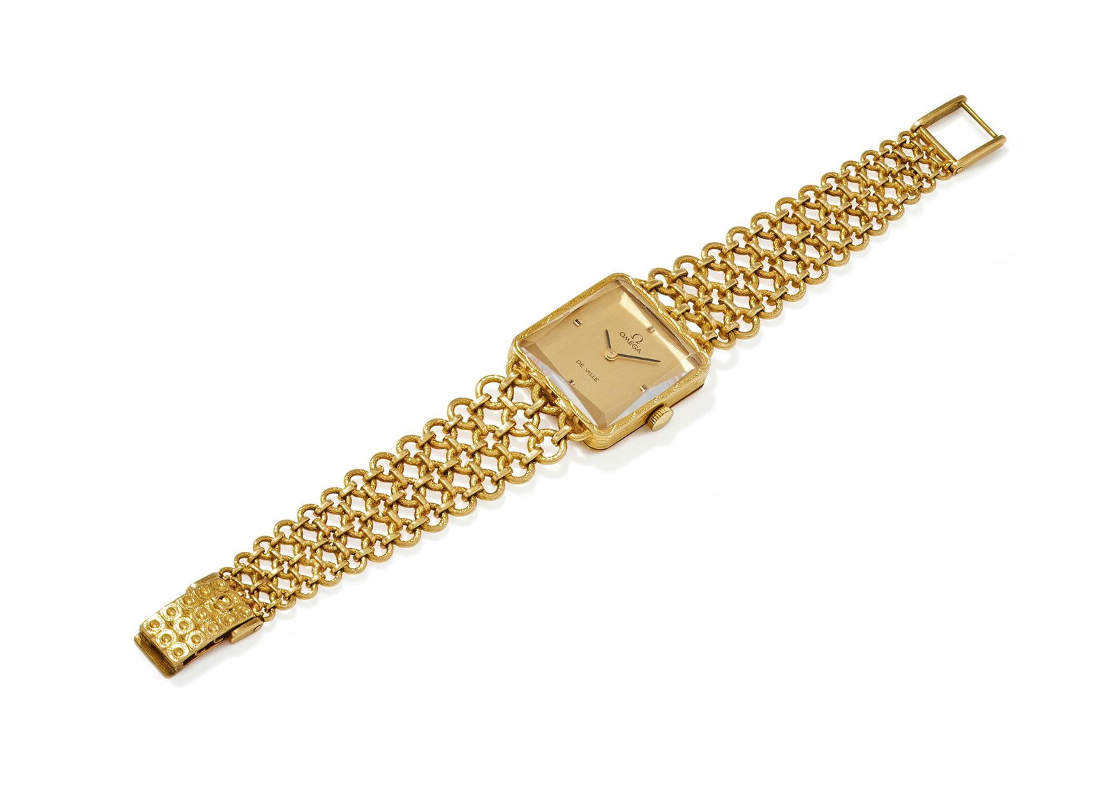 OMEGA DE VILLE, REF. 8196, A LADY'S 18 CARAT GOLD BRACELET WATCH (1 of 2)