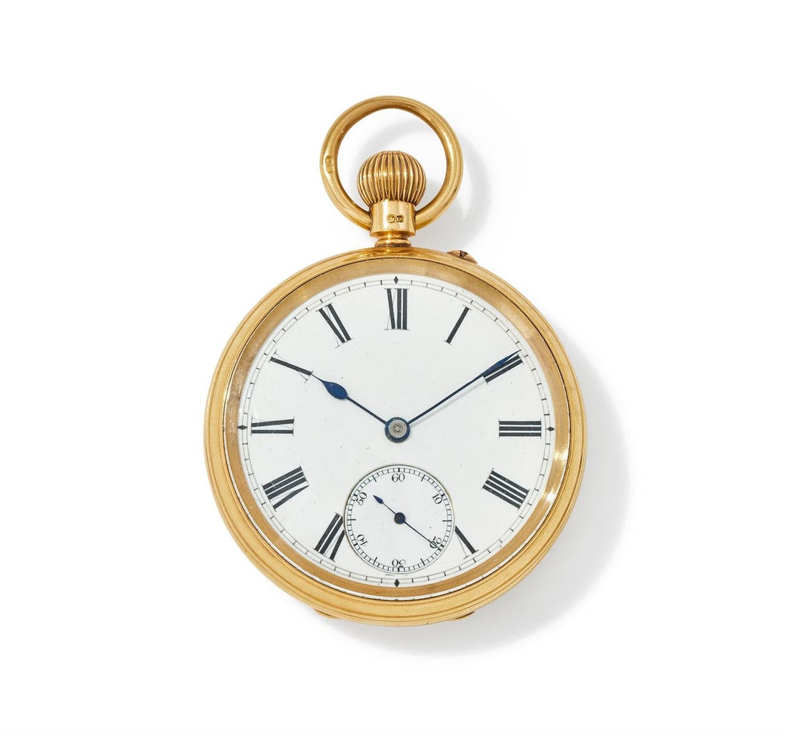GOLDSMITHS ALLIANCE LTD., AN 18CT GOLD KEYLESS WIND OPEN FACE POCKET WATCH (1 of 2)