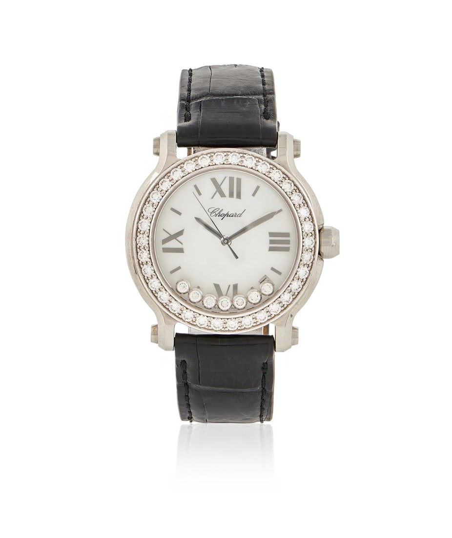 Y CHOPARD, HAPPY SPORT, REF. 8475, A STAINLESS STEEL AND DIAMOND WRISTWATCH WITH DATE (1 of 1)