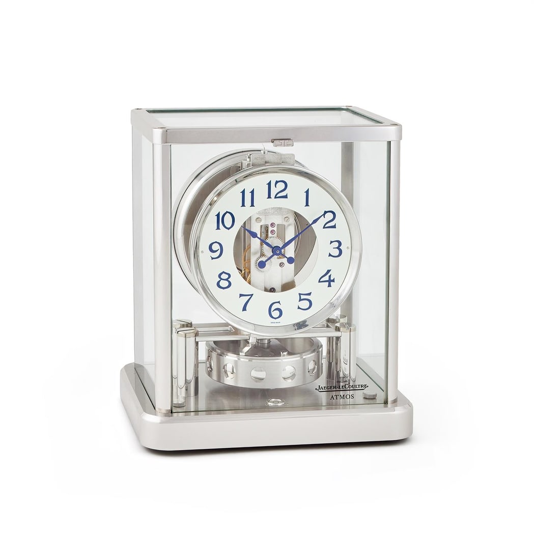 JAEGER LECOULTRE, ATMOS PERPETUELLE, A GLASS AND CHROME PLATED TIMEPIECE (1 of 3)