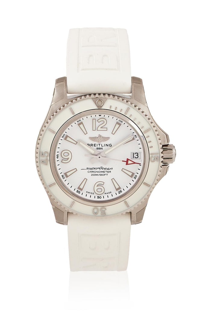 BREITLING, SUPEROCEAN, REF. A173156, AN UNWORN STAINLESS STEEL WRISTWATCH WITH DATE: BREITLING, SUPEROCEAN, REF. A173156AN UNWORN STAINLESS STEEL WRISTWATCH WITH DATE, NO. 7037491, MODERNMovement: AutomaticCase: Stainless steel case, rotating bezel, screw down crown, screw down case