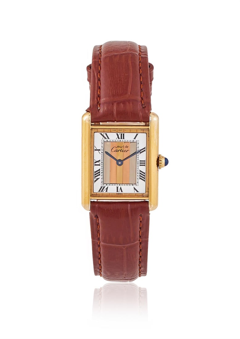 CARTIER, MUST DE CARTIER, TANK, A SILVER GILT WRISTWATCH (1 of 1)