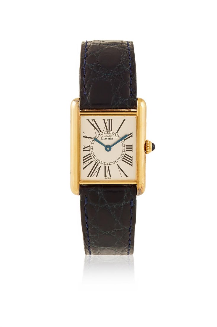 Y CARTIER, MUST DE CARTIER, TANK, A SILVER GILT WRISTWATCH (1 of 1)