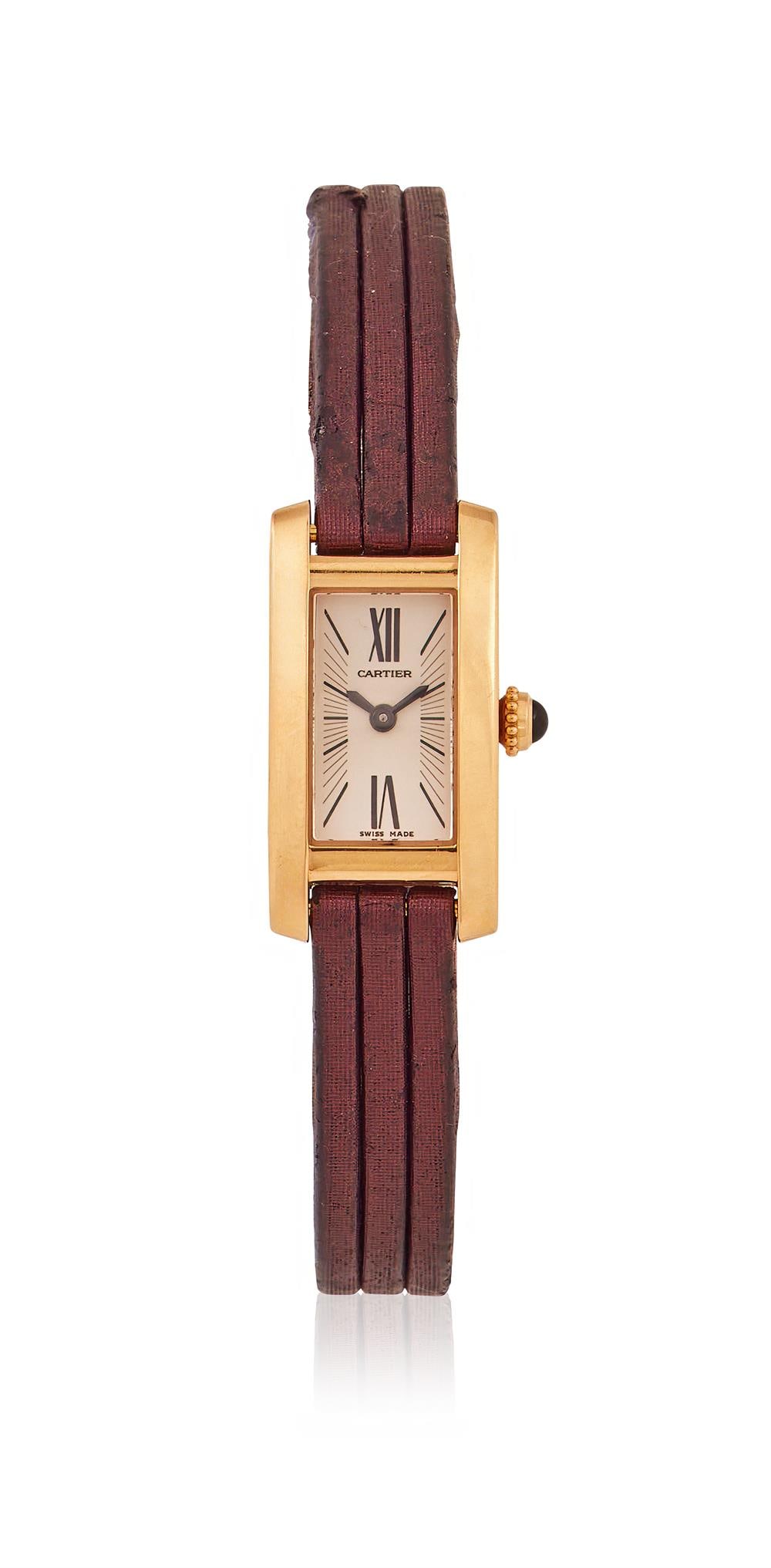 CARTIER, TANK ALONGEE LANIERES, REF. 2593, A LADY'S 18 CARAT GOLD WRISTWATCH (1 of 1)