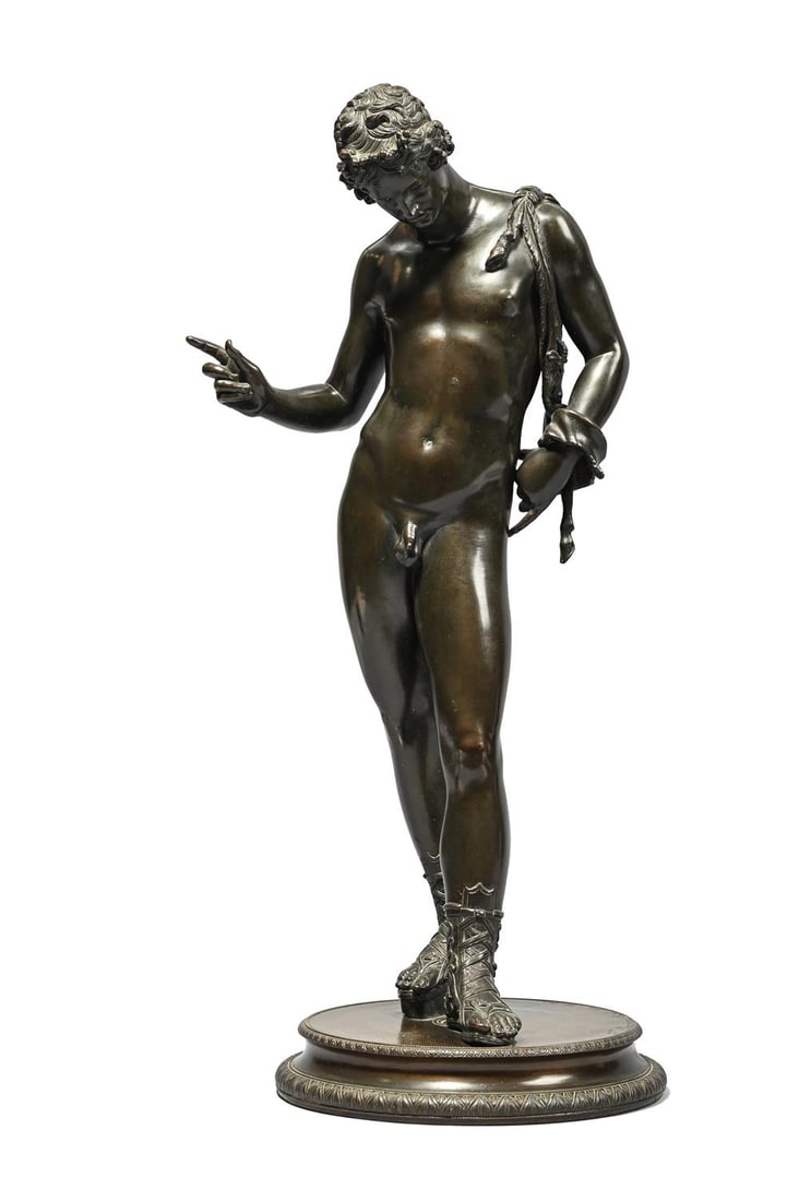 AFTER THE ANTIQUE, A LARGE NAPLES BRONZE FIGURE OF NARCISSUS, CAST BY BUCCIANO (1 of 4)