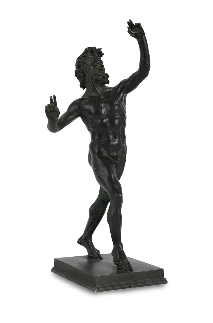 AFTER THE ANTIQUE, A BRONZE FIGURE OF THE DANCING FAUN, IN THE NAPLES MANNER (1 of 4)