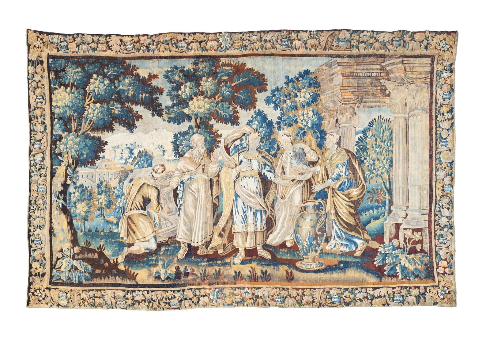 A FRENCH HISTORICAL TAPESTRY DEPICTING ARTEMESIA AND THE TOMB OF MAUSOLUS, 18TH CENTURY (1 of 7)