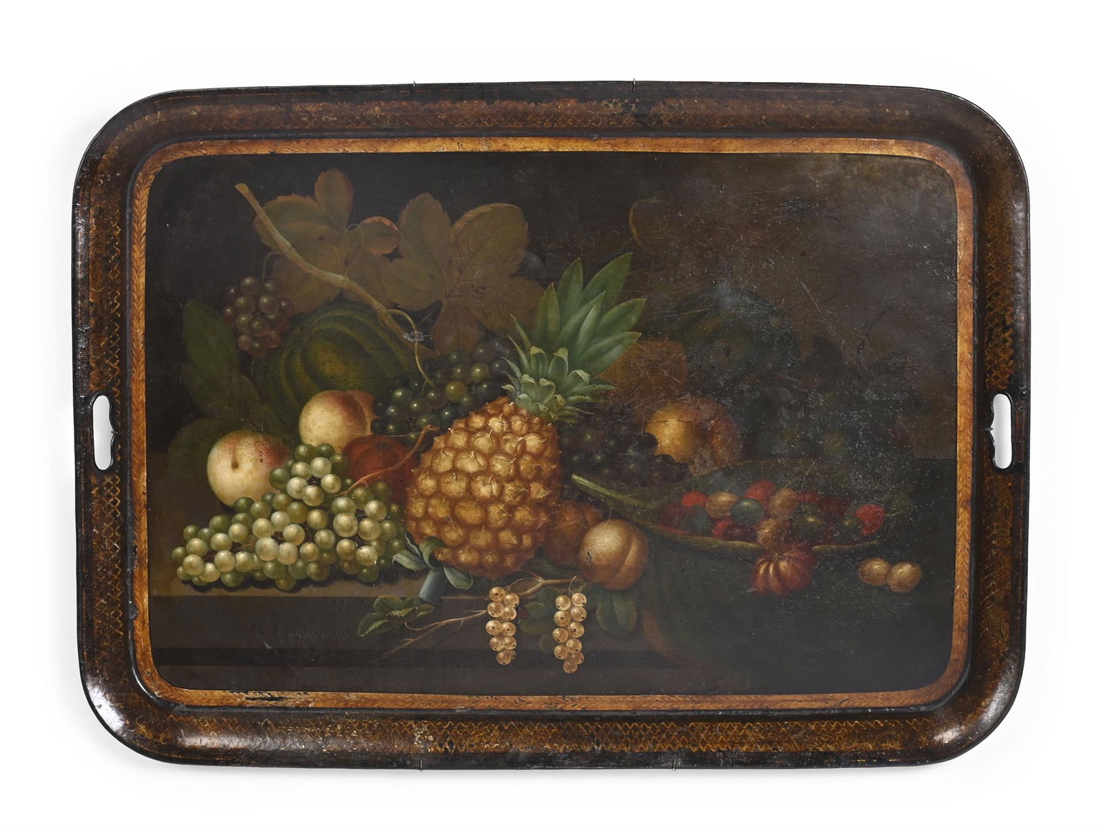A GEORGE III TOLE PEINTE TRAY, LATE 18TH CENTURY (1 of 2)