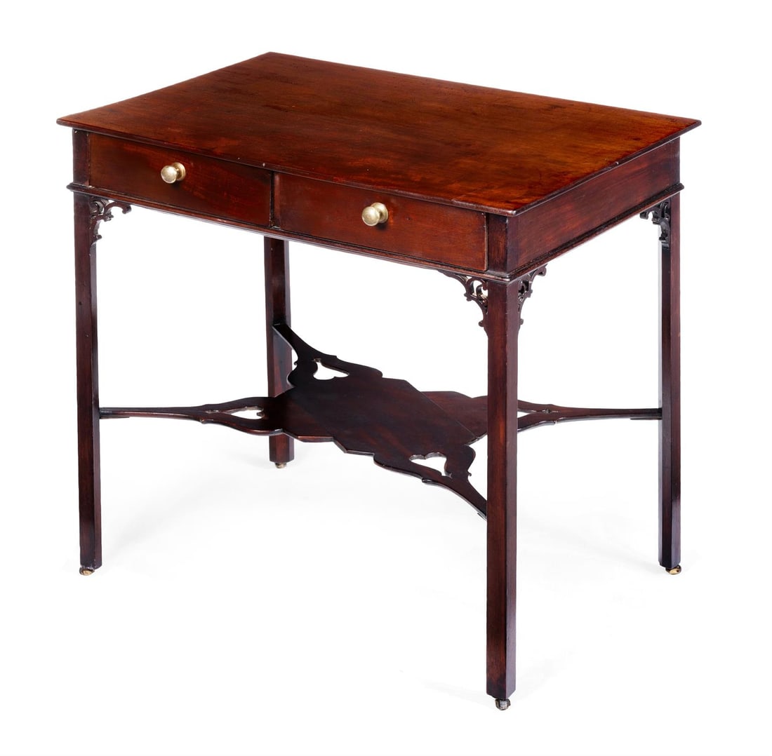 A GEORGE III MAHOGANY SIDE TABLE, IN THE MANNER OF THOMAS CHIPPENDALE, CIRCA 1770 (1 of 3)