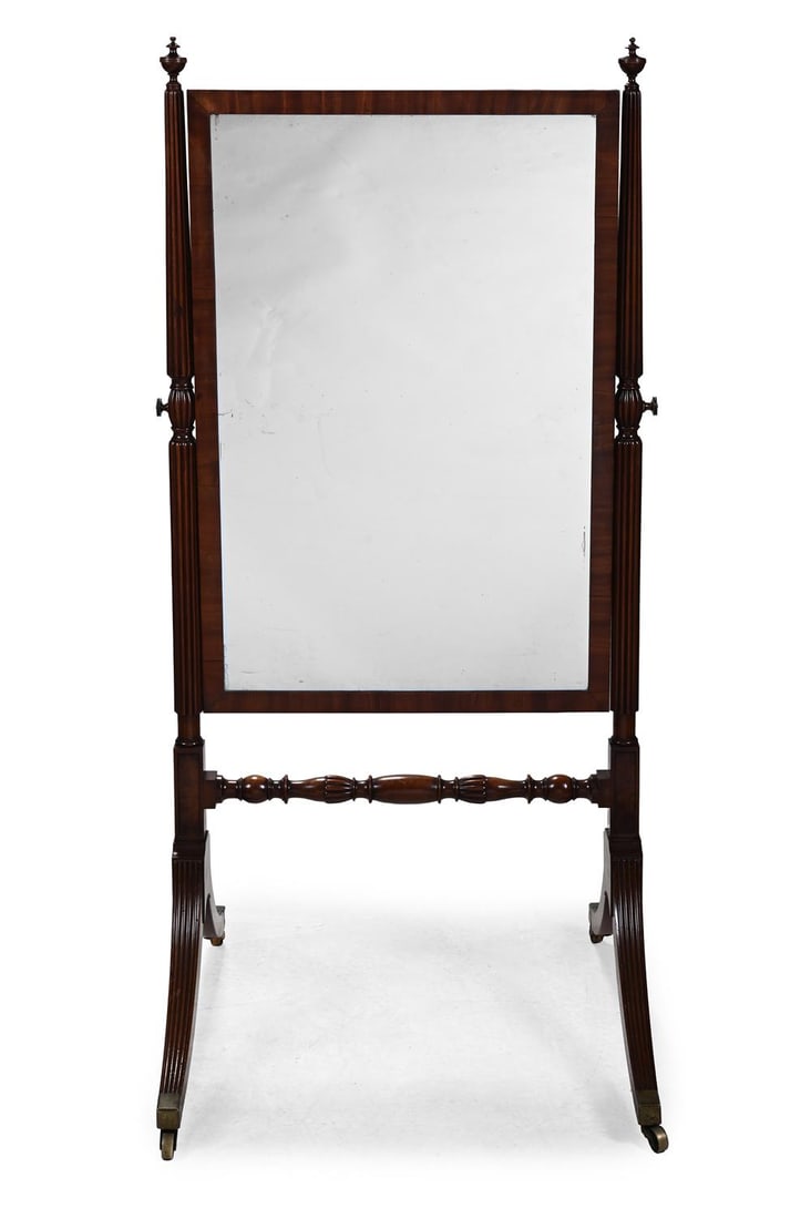 A REGENCY MAHOGANY CHEVAL MIRROR, IN THE MANNER OF GILLOWS, CIRCA 1815 (1 of 3)