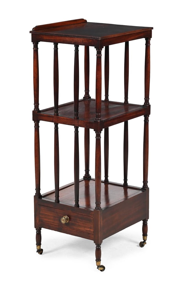A GEORGE III MAHOGANY THREE TIER ETAGERE, CIRCA 1790 (1 of 4)
