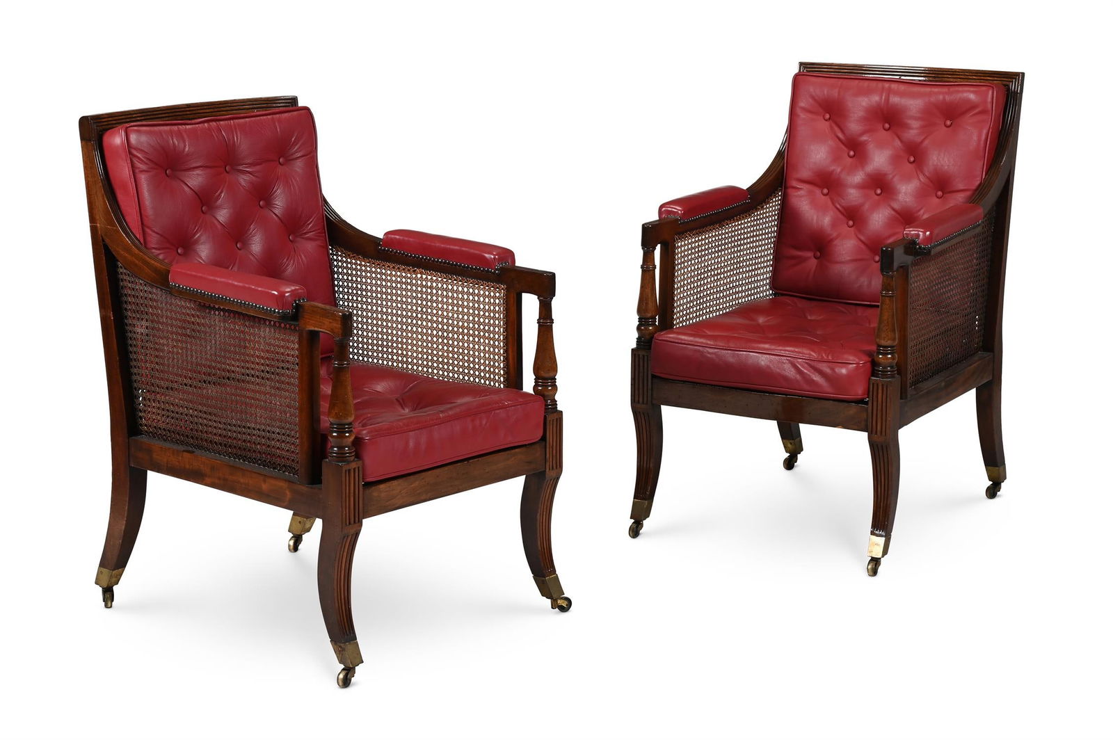 A PAIR OF REGENCY MAHOGANY LIBRARY ARMCHAIRS, IN THE MANNER OF GILLOWS, CIRCA 1815 (1 of 4)