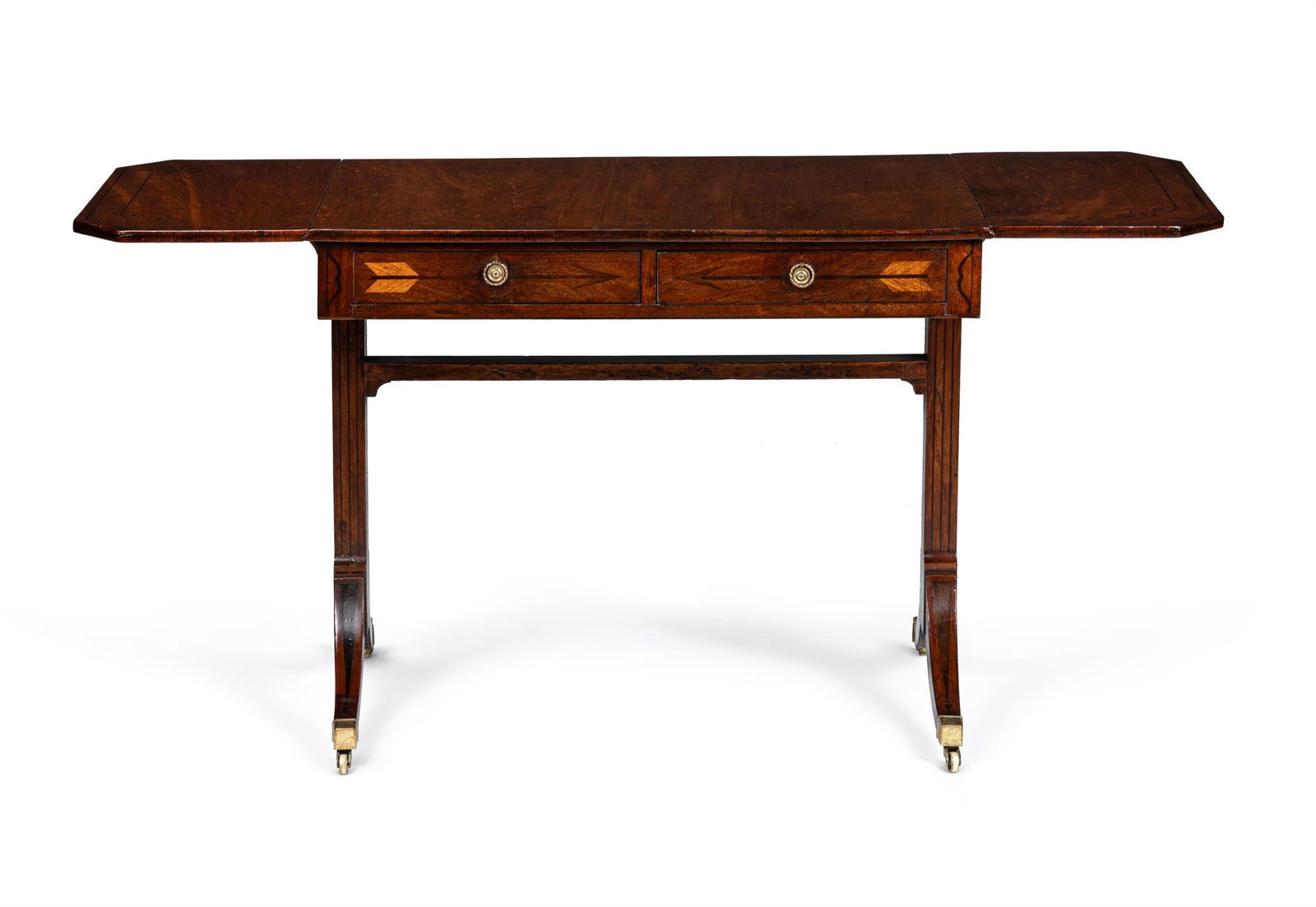 A REGENCY MAHOGANY AND MARQUETRY SOFA TABLE, CIRCA 1815 (1 of 4)