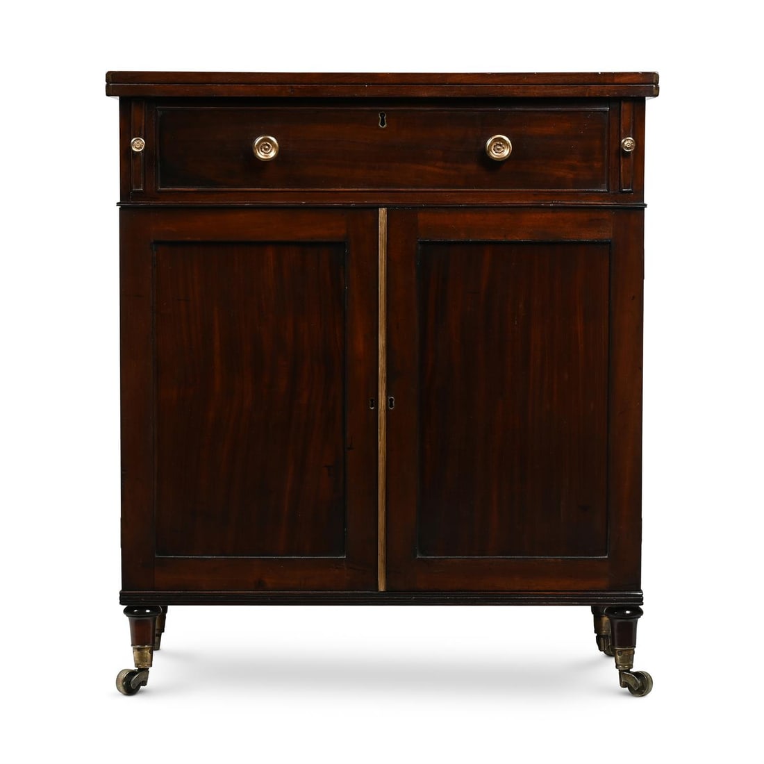 A REGENCY MAHOGANY AND GILT BRASS MOUNTED SIDE CABINET, CIRCA 1820 (1 of 5)