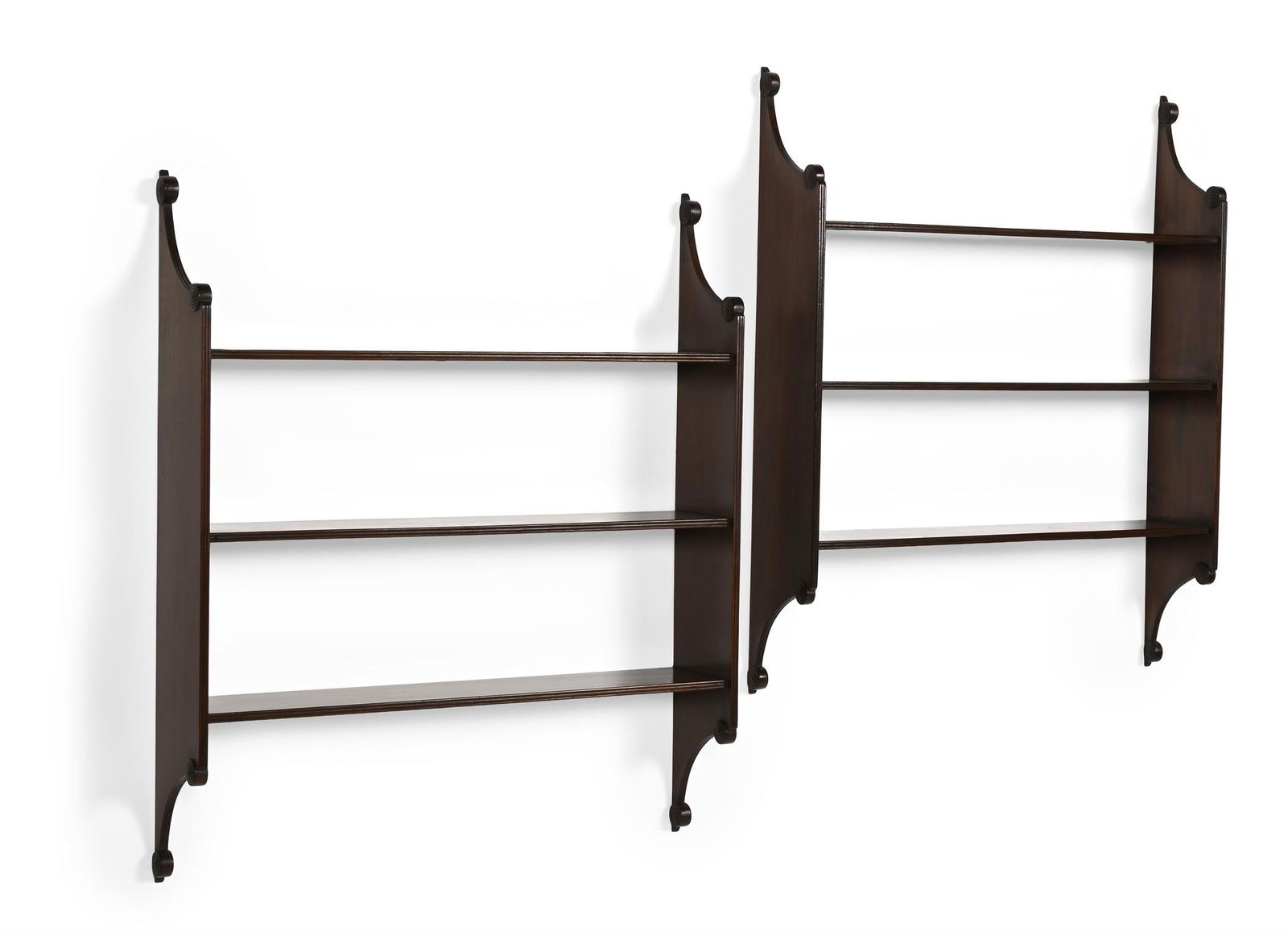 A PAIR OF MAHOGANY HANGING SHELVES, FIRST HALF 19TH CENTURY (1 of 3)