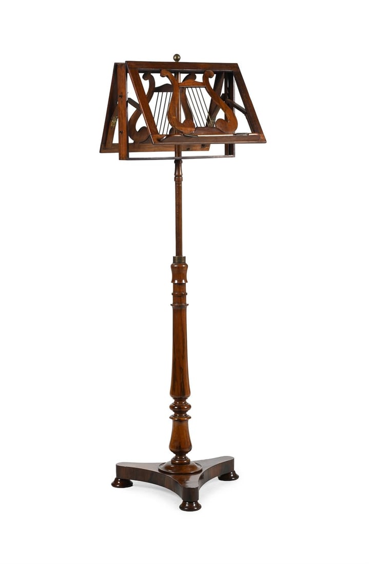 Y A WILLIAM IV ROSEWOOD AND BRASS ADJUSTABLE DUET STAND, CIRCA 1835 (1 of 3)