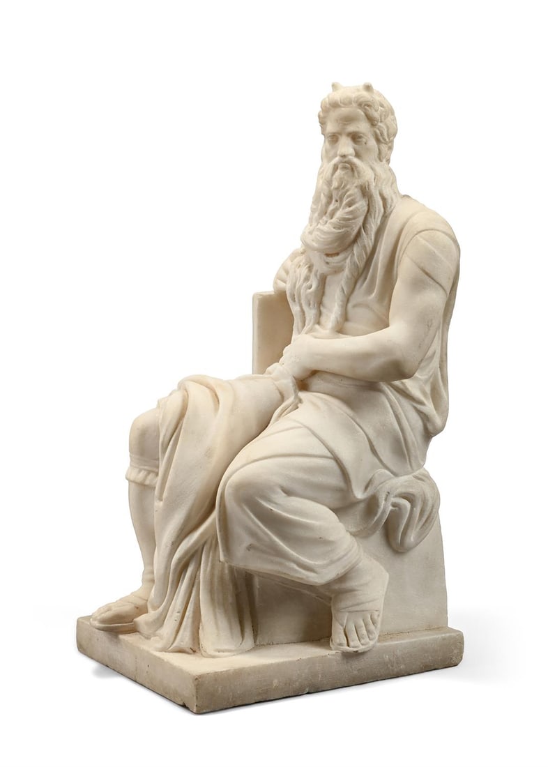 AFTER MICHELANGELO, A WHITE MARBLE FIGURE OF MOSES, ITALIAN, LATE 19TH CENTURY (1 of 4)