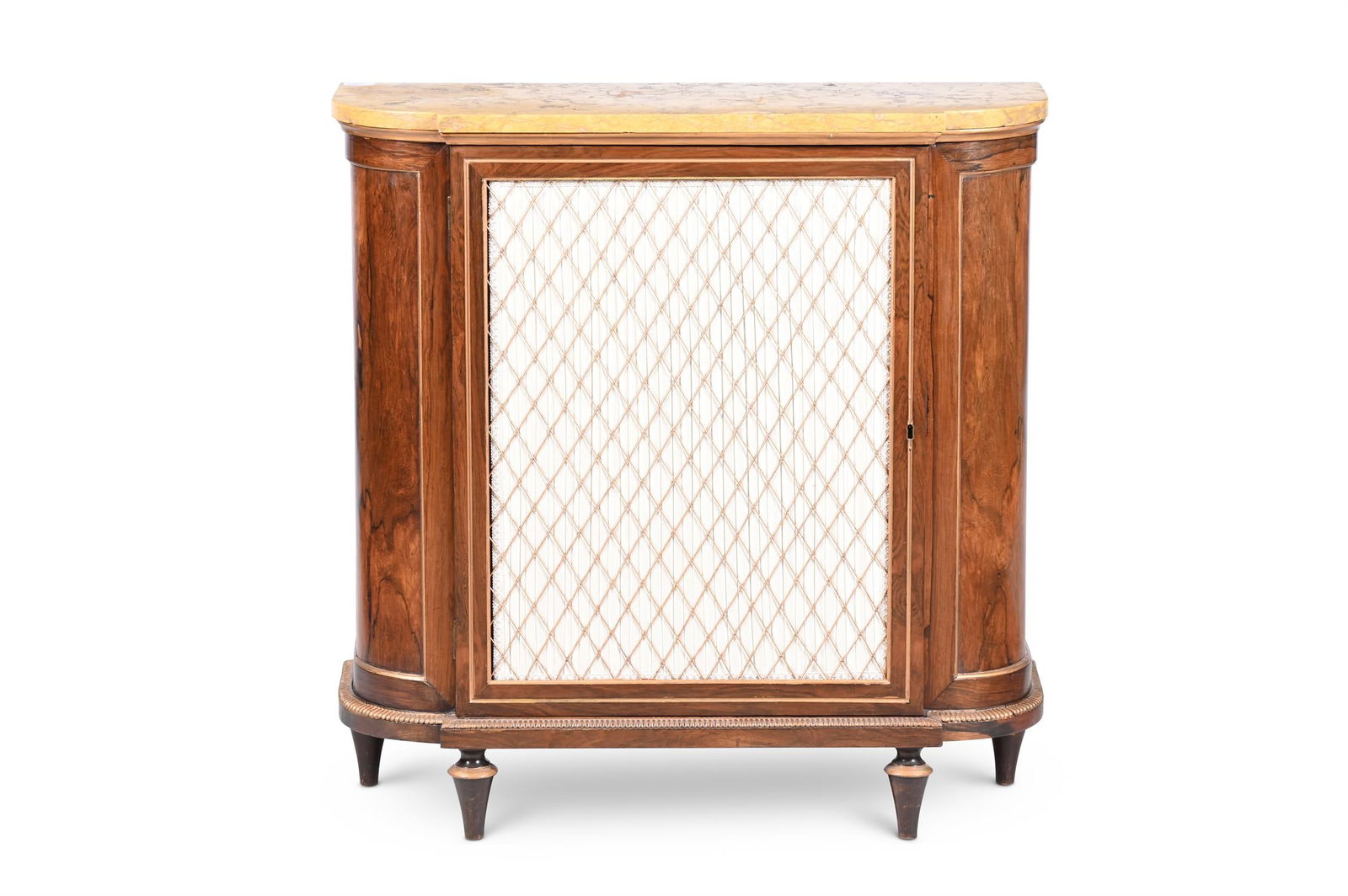Y A GEORGE IV ROSEWOOD AND PARCEL GILT BREAKFRONT SIDE CABINET, CIRCA 1825 (1 of 3)