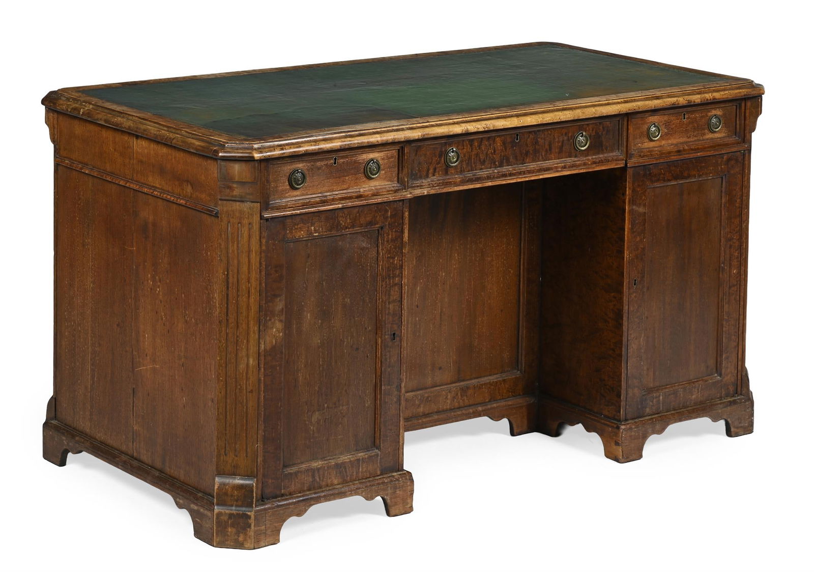 A VICTORIAN MAHOGANY AND BIRD'S EYE MAPLE DESK, BY JOHNSTONE AND JEANES, MID 19TH CENTURY (1 of 3)