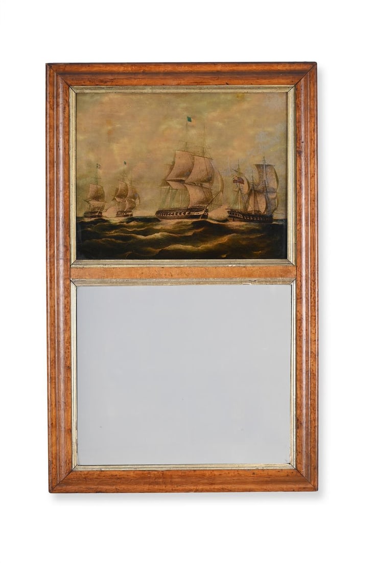 A VICTORIAN BIRD'S EYE MAPLE, GILTWOOD AND MEZZOTINT MIRROR, SECOND HALF 19TH CENTURY (1 of 2)