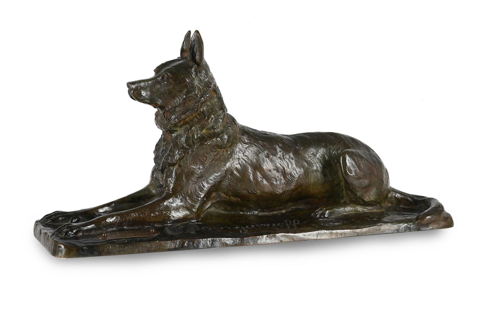 PETR NICHOLAEVICH TURGENEV (1854-1912), AN ANIMALIER BRONZE OF A GERMAN SHEPHERD DOG (1 of 6)