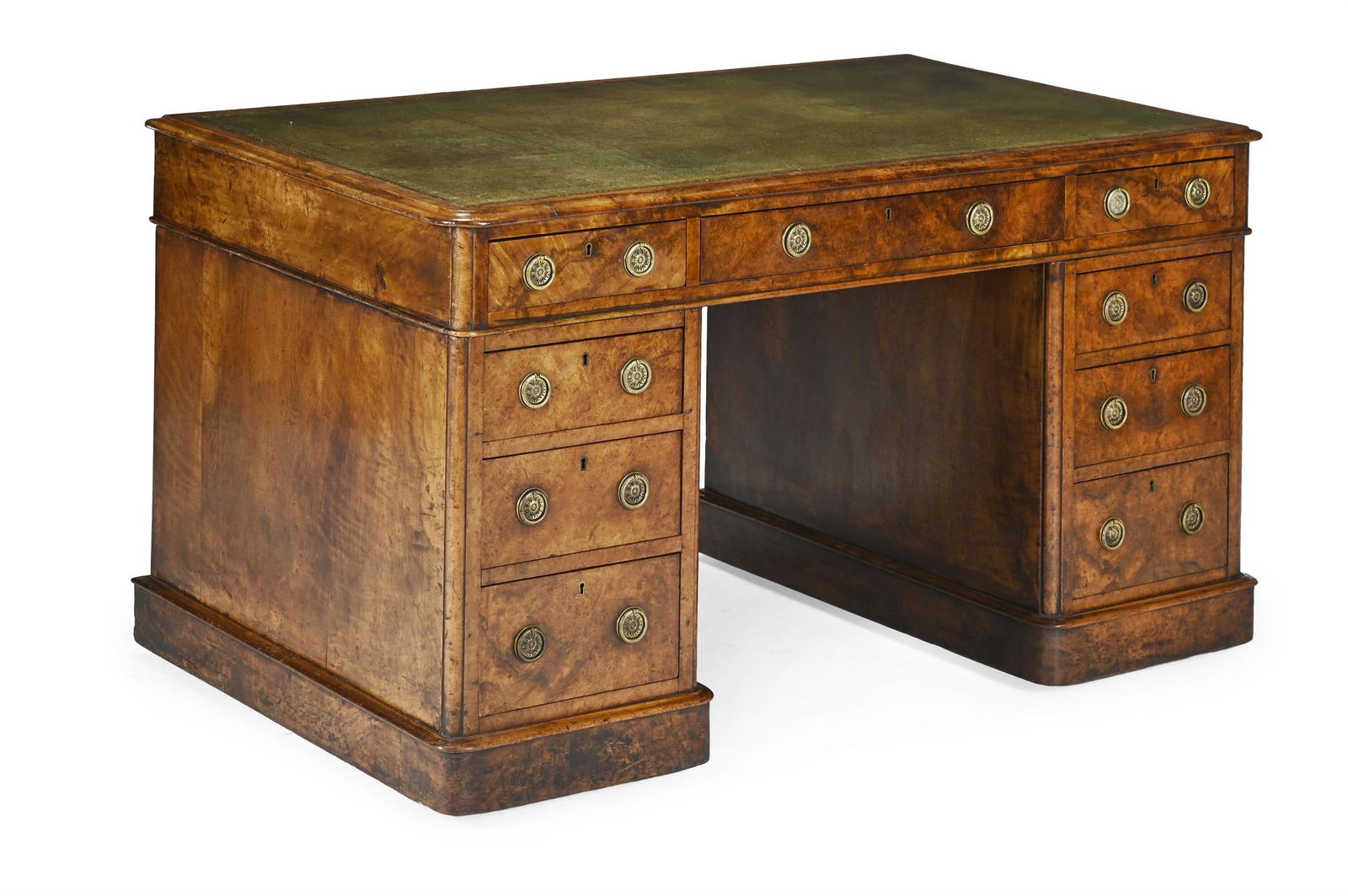 A VICTORIAN WALNUT PEDESTAL DESK, MID 19TH CENTURY (1 of 2)