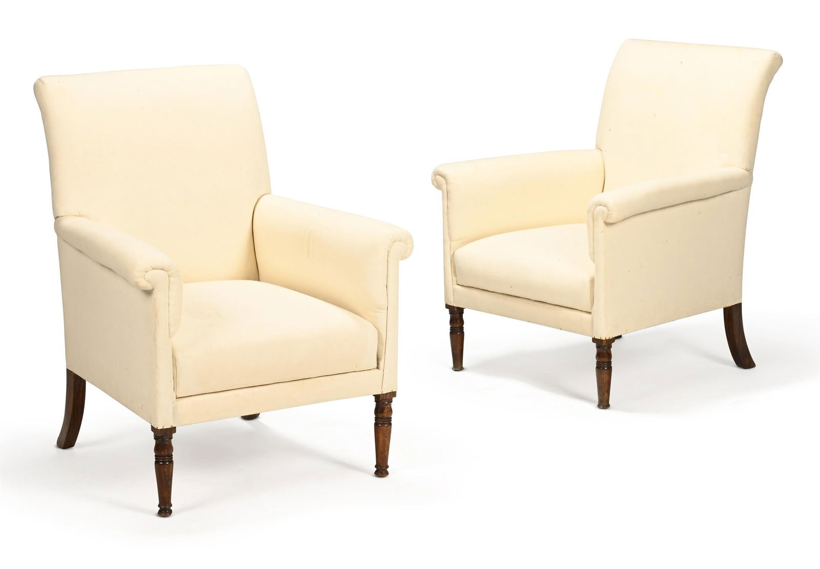 A PAIR OF SIMULATED ROSEWOOD AND UPHOLSTERED ARMCHAIRS, 19TH CENTURY (1 of 3)