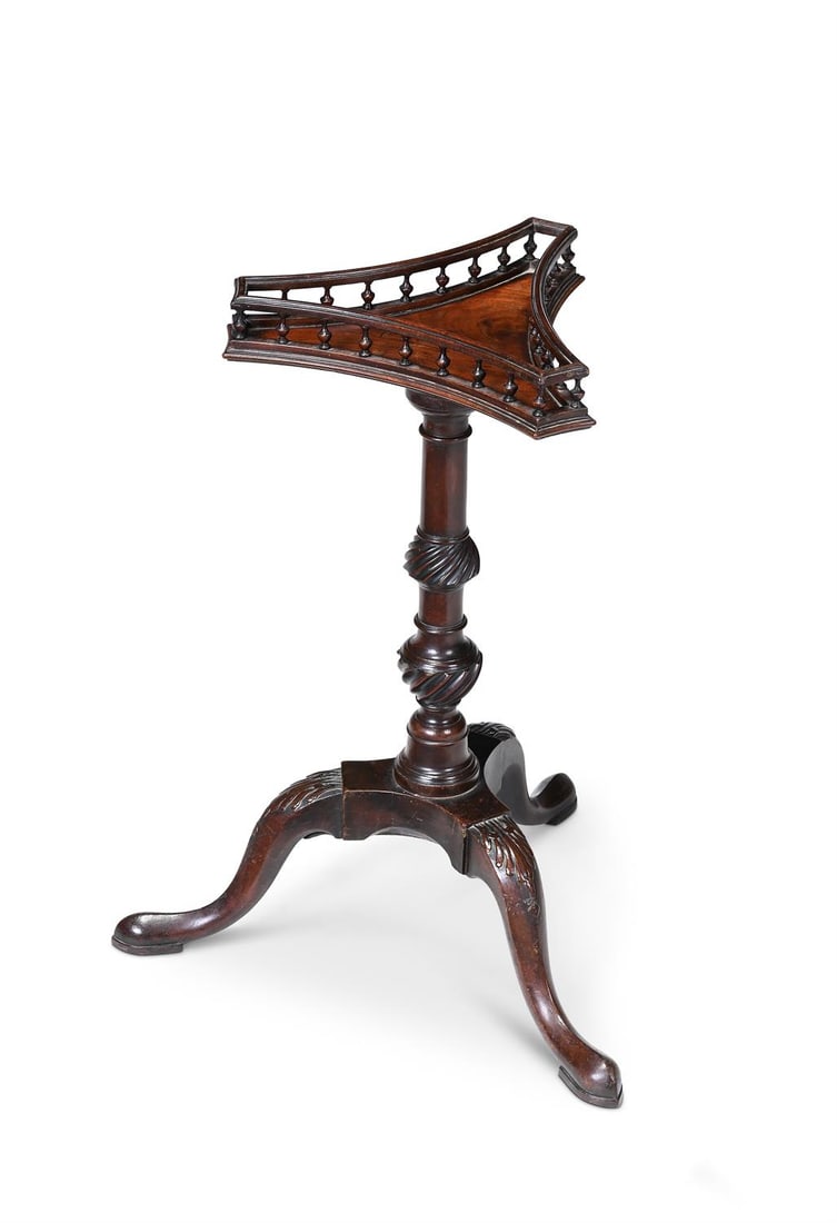 A GEORGE III CARVED MAHOGANY KETTLE STAND, IN THE MANNER OF THOMAS CHIPPENDALE, CIRCA 1770 (1 of 4)