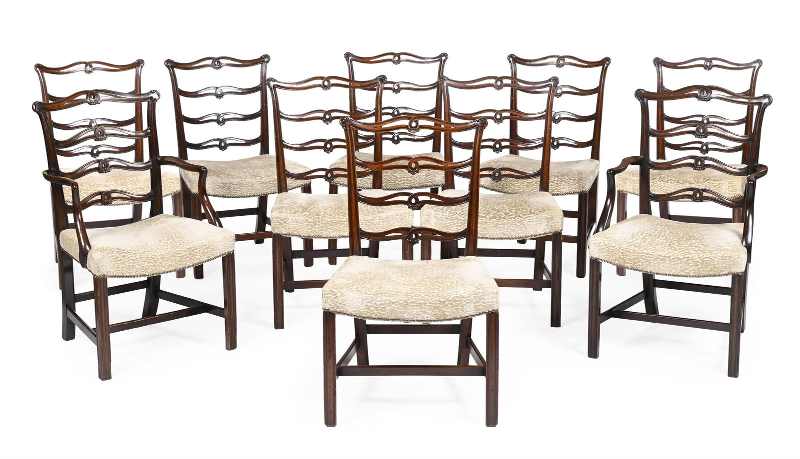 A SET OF TEN MAHOGANY LADDERBACK DINING CHAIRSNINE, CIRCA 1800 (1 of 4)