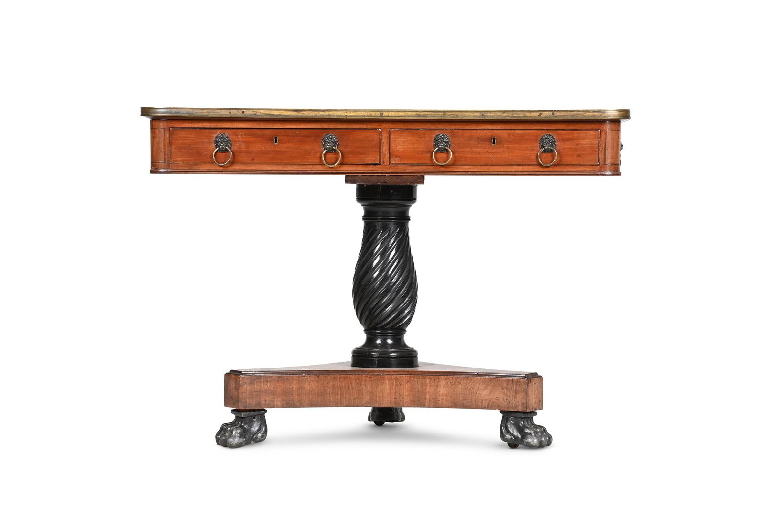 A REGENCY MAHOGANY, LINE INALID AND EBONISED CENTRE OR LIBRARY TABLE, CIRCA 1820 (1 of 3)