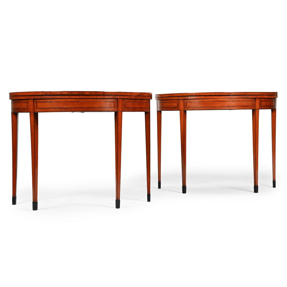 A PAIR OF GEORGE III SATINWOOD AND CROSSBANDED CARD TABLES, CIRCA 1790 (1 of 4)