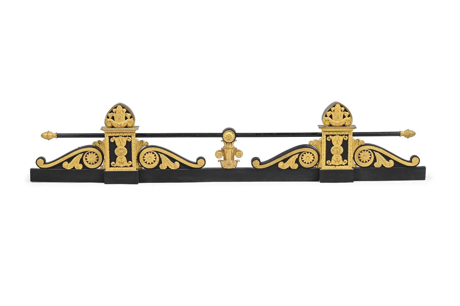 A FRENCH ORMOLU AND PATINATED BRONZE ADJUSTABLE FENDER, IN RESTAURATION STYLE, 19TH CENTURY (1 of 2)