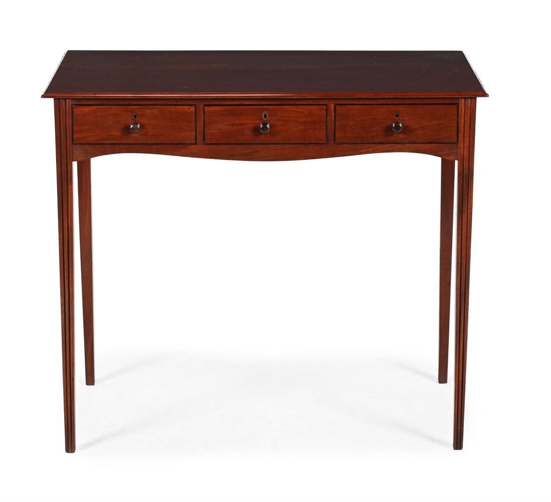 Y A GEORGE III MAHOGANY AND EBONISED STRUNG SIDE TABLE, CIRCA 1800 (1 of 3)
