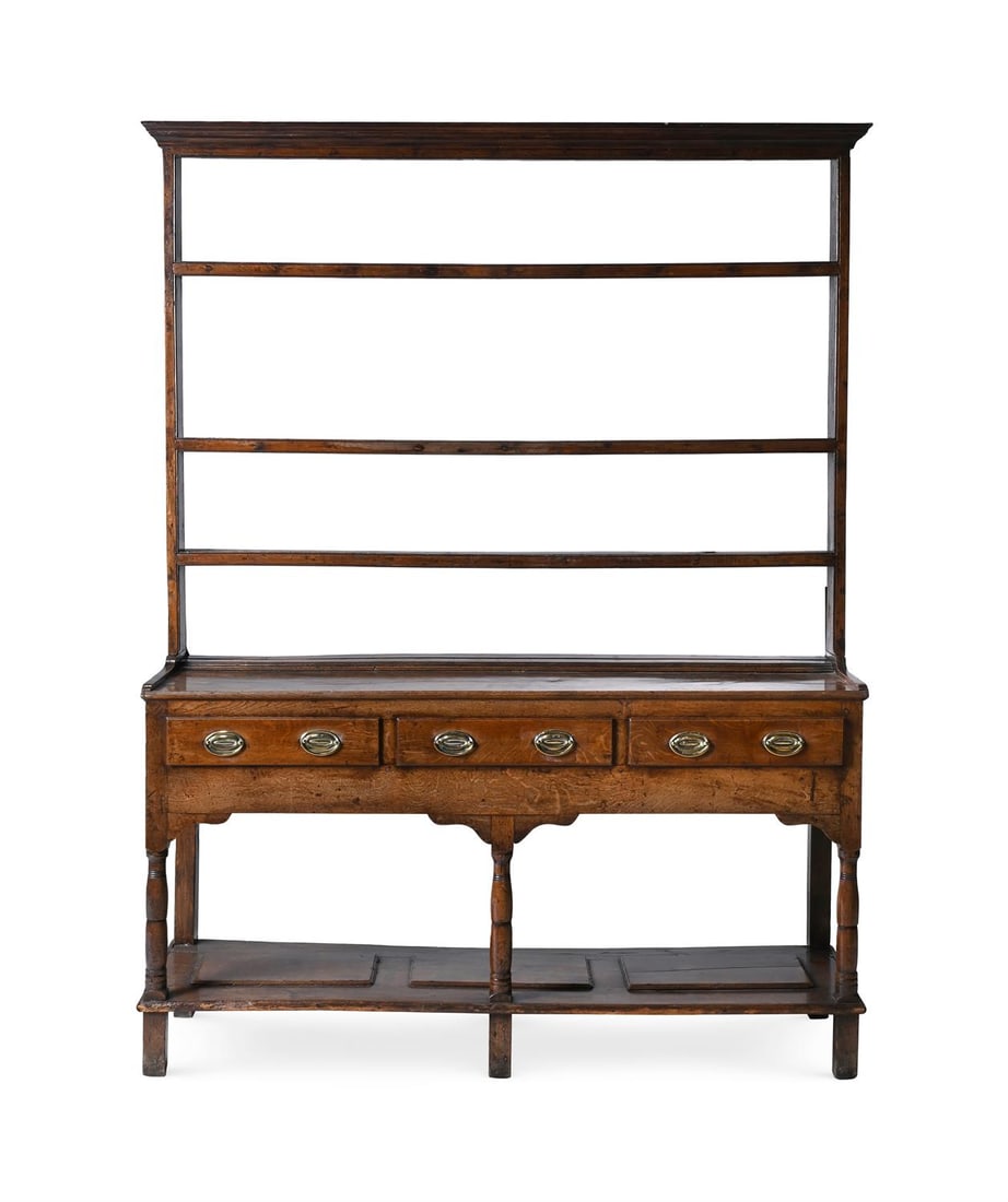 A GEORGE III OAK DRESSER, LATE 18TH OR EARLY 19TH CENTURY (1 of 2)