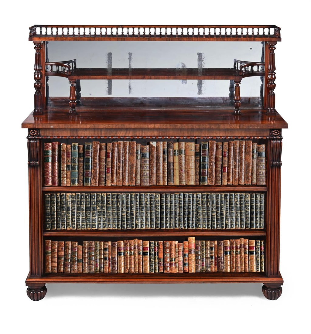 Y A GEORGE IV ROSEWOOD OPEN BOOKCASE, ATTRIBUTED TO GILLOWS, CIRCA 1825 (1 of 3)