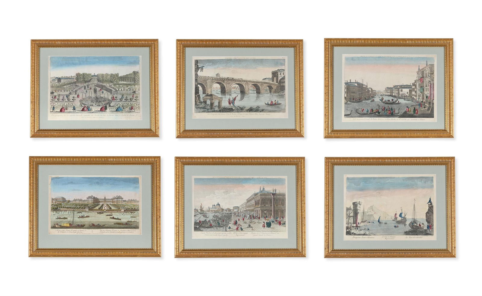 A SET OF SIX FRAMED VUES D'OPTIQUE OF EUROPEAN LANDMARKS, 19TH CENTURY (1 of 8)
