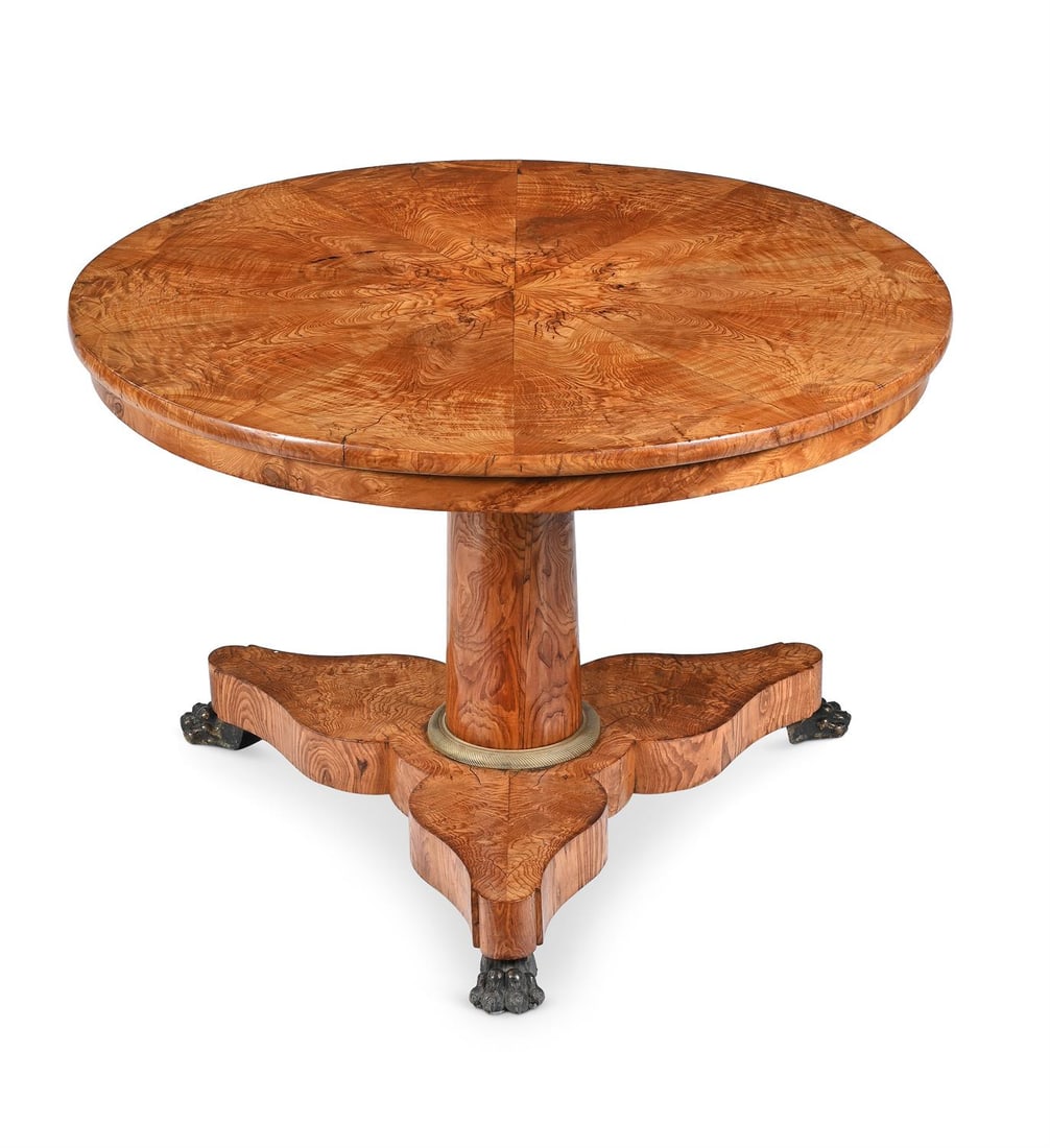 A NORTH EUROPEAN ASH AND GILT METAL MOUNTED CENTRE TABLE, 19TH CENTURY (1 of 5)