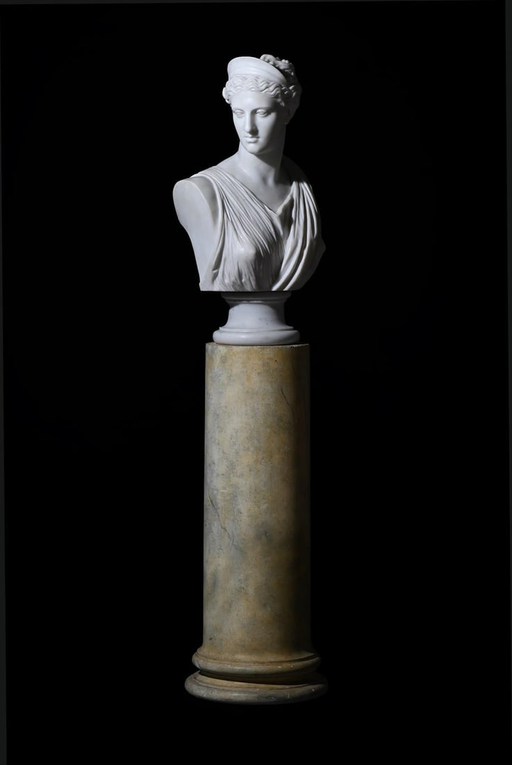 AFTER THE ANTIQUE, A LARGE CARRARA MARBLE BUST OF DIANA THE HUNTRESS, ITALIAN (1 of 6)