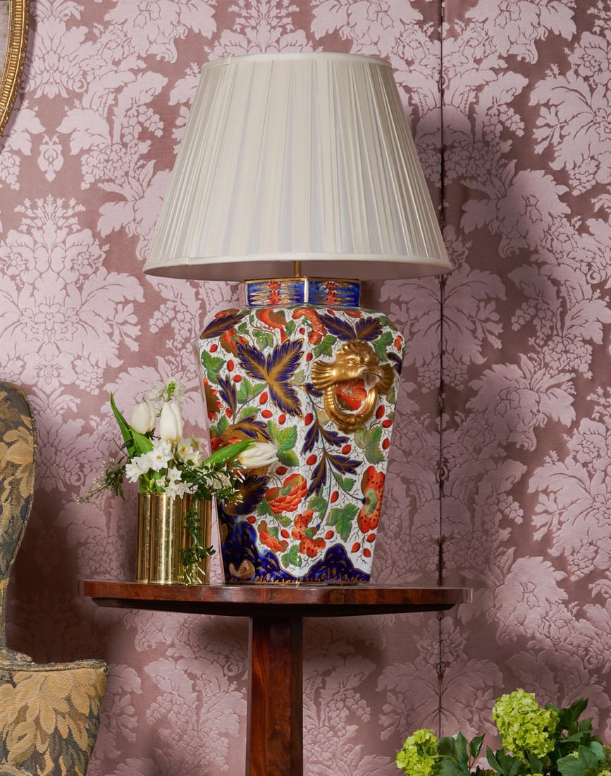 A LARGE VICTORIAN IRONSTONE LAMP BASE, MID 19TH CENTURY (1 of 4)